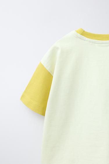 T-SHIRT COLOR BLOCK - Jaune de Zara - Image 3