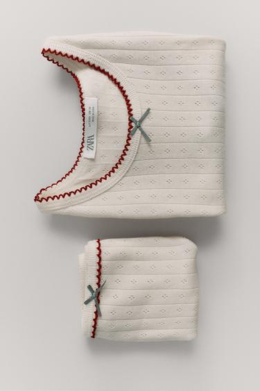 AGES 6-14 / POINTELLE T-SHIRT AND BRIEF PACK - Ecru by Zara