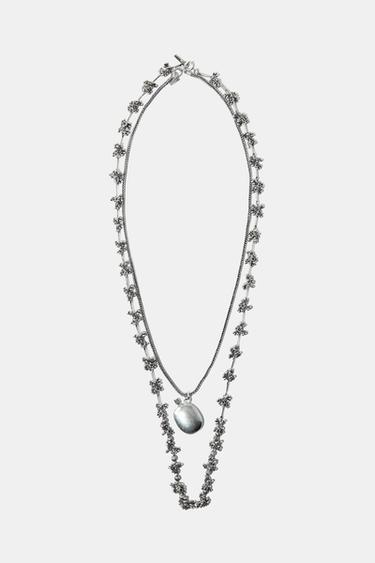 PACK OF 2 NECKLACES WITH PIECES AND BOTTLE - Silver by Zara