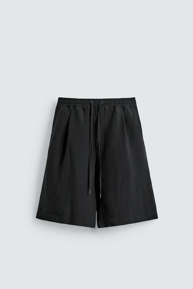 СВОБОДНЫЕ ЖАККАРДОВЫЕ ШОРТЫ В ПОЛОСКУ — ЧЕРНЫЙ от Zara