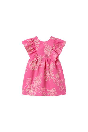 CONTRASTING EMBROIDERY DRESS