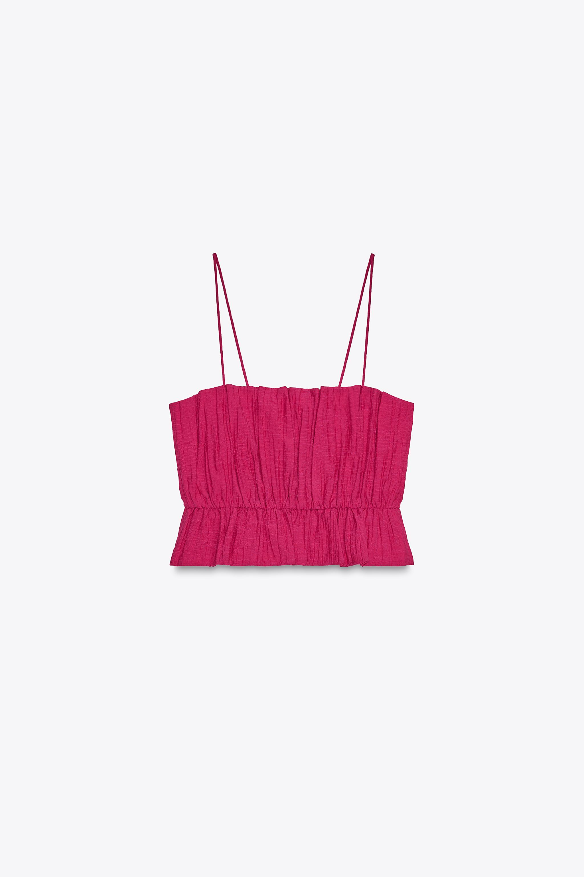パラピフ PRINTED ELASTIC CROP TOP - Fuchsia | ZARA United States
