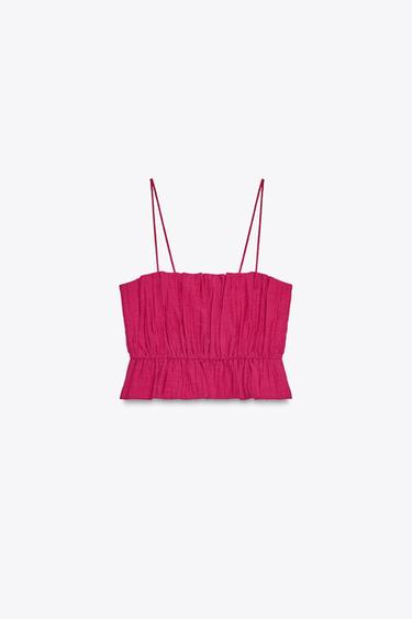 КЪС ЩАМПОВАН ТОП С ЛАСТИК - Цикламено от Zara