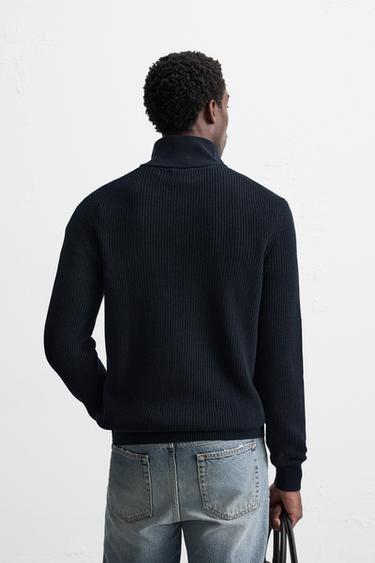 HIGH NECK ZIP-UP SWEATER - Navy blue by Zara - Image 2