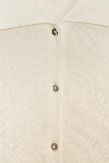 PLAIN KNIT POLO SHIRT - Ecru by Zara - Image 7