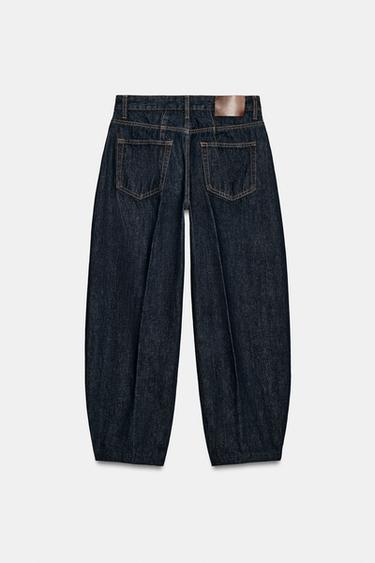 جينز ZW COLLECTION بقصة TAPERED وخصر عالٍ - أزرق by Zara