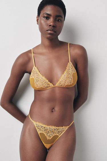 BRALETTE مثلثية MESH دانتيل - أصفر الخاص بـ Zara - صورة 0