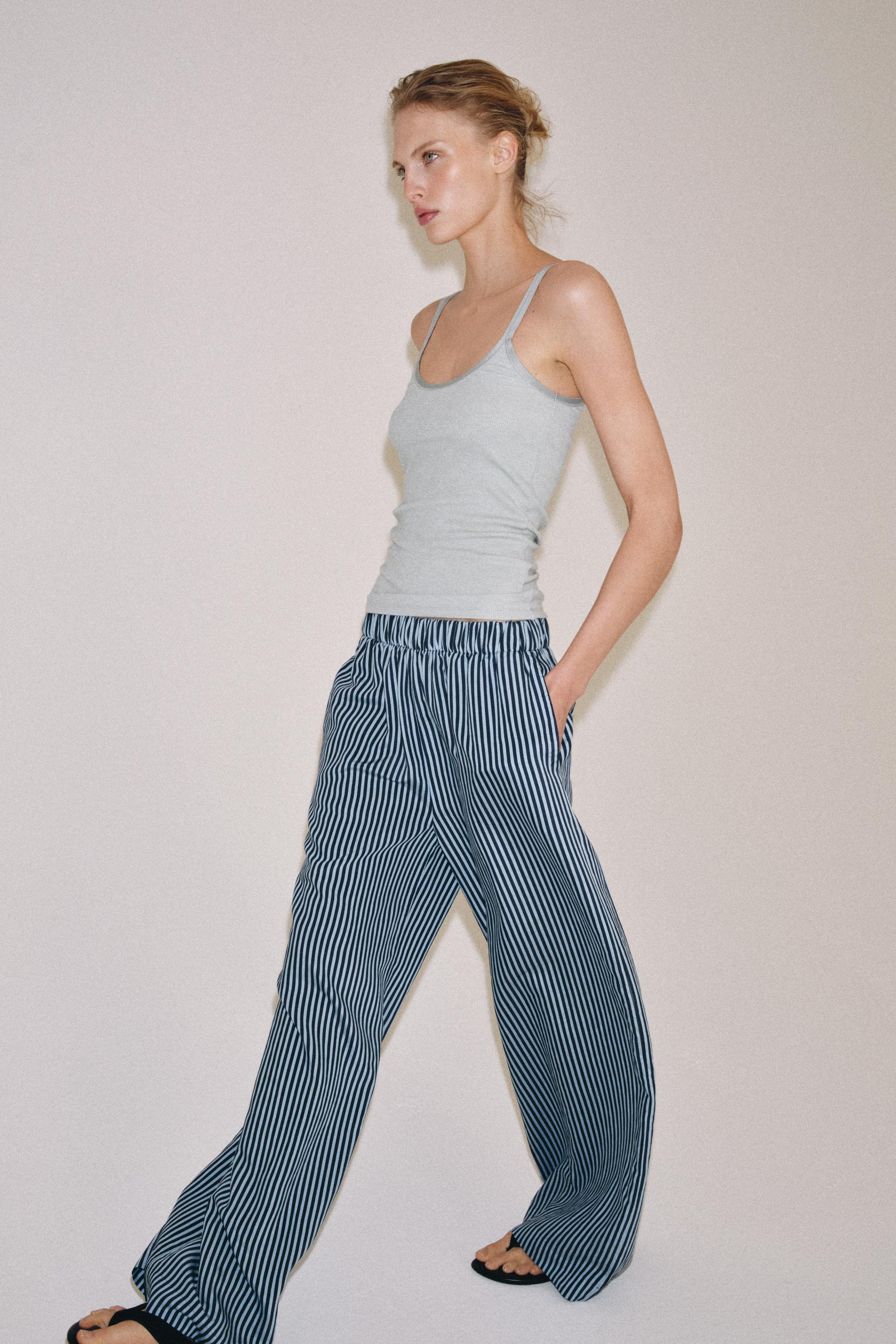 ZW COLLECTION STRIPED WIDE LEG PANTS