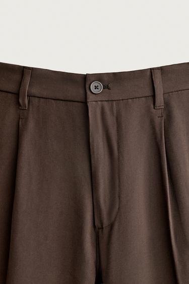 PANTALON FLUIDE COUPE DÉCONTRACTÉE À PLIS - Marron de Zara - Image 9