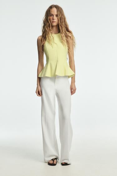 STRAIGHT-LEG TROUSERS - Oyster-white by Zara