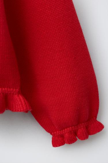 GILET EN MAILLE À PETIT VOLANT - Rouge de Zara - Image 3