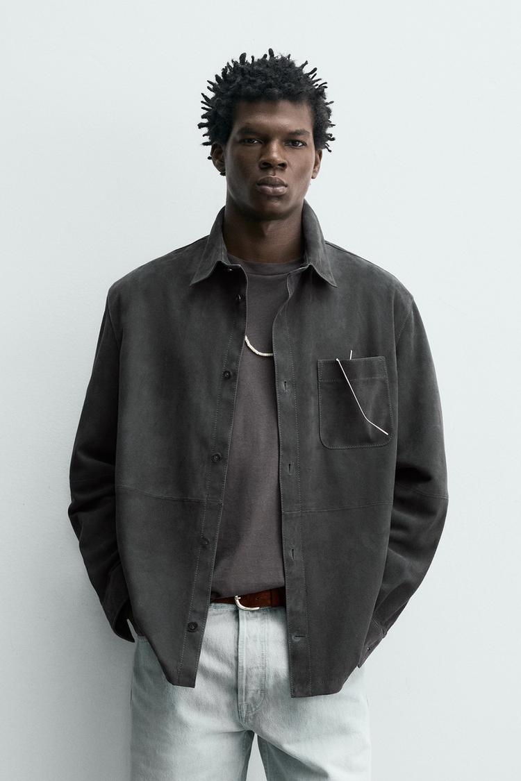 ZARA REGULAR FIT SUEDE LEATHER OVERSHIRT