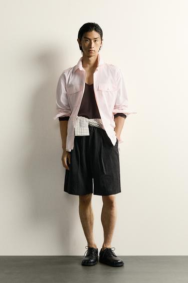 PLEATED FLUID RELAXED FIT BERMUDA SHORTS - Black by Zara - Image 0