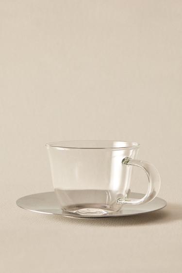 BOROSILICATE GLASS MUG AND SAUCER - 990 by Zara