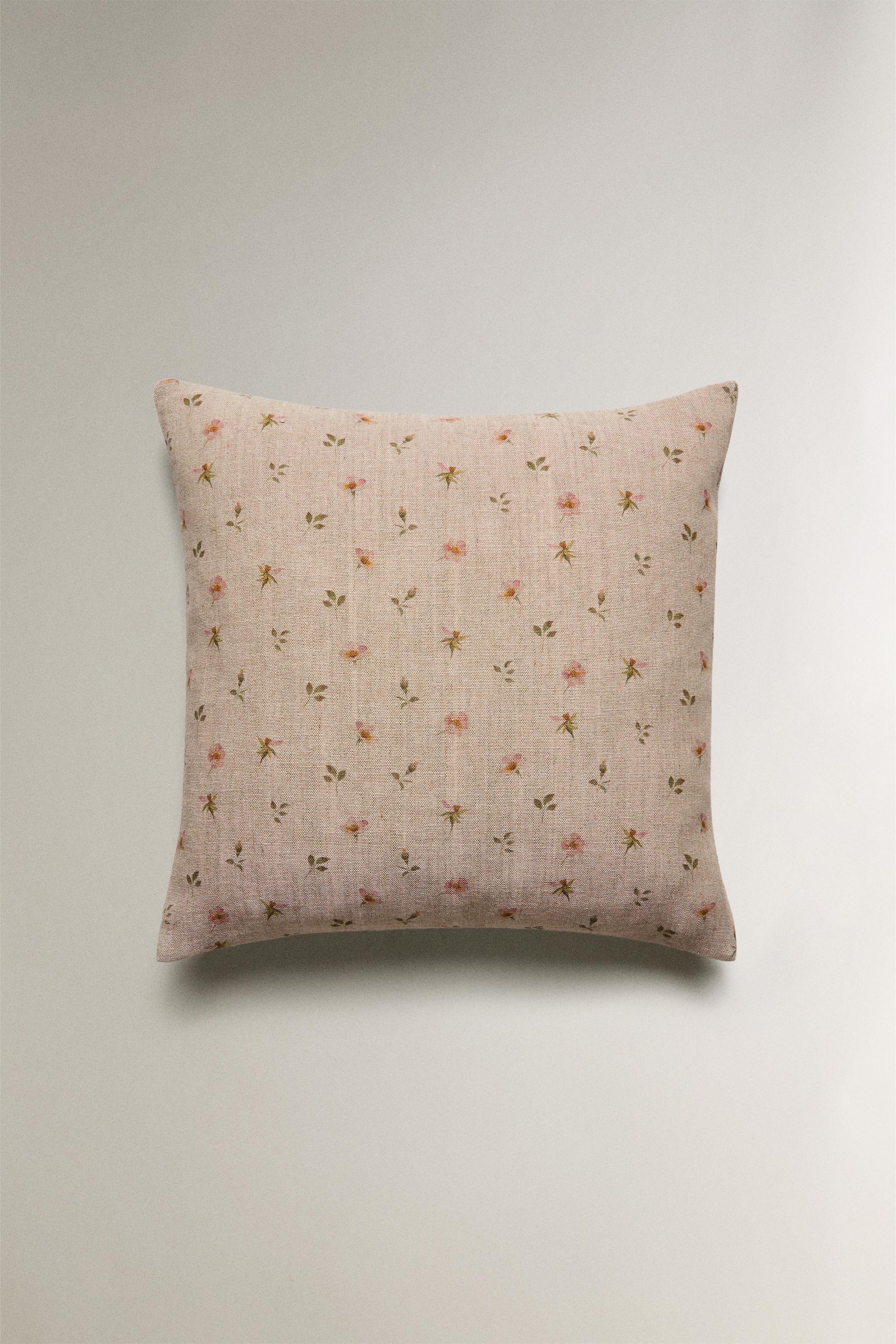 HOUSSE DE COUSSIN LIN FLEURS