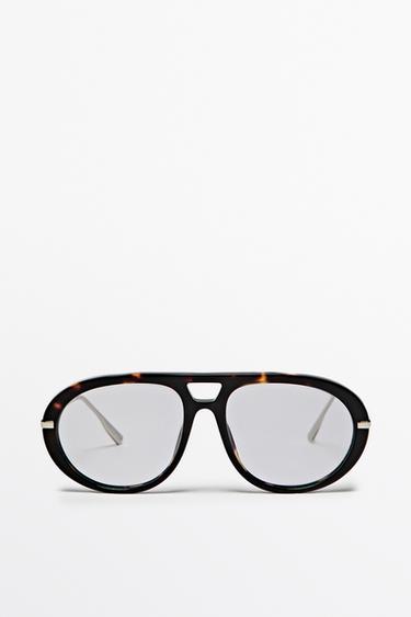 Zara Tortoiseshell-effect aviator glasses - Blue - Image 0