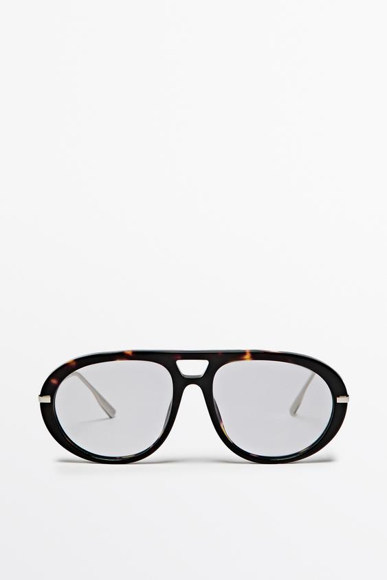 Zara Tortoiseshell-effect aviator glasses - Blue - Image 0