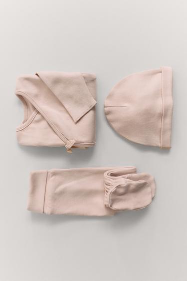 Zara 新生兒套裝和收納袋 - 嫩粉色