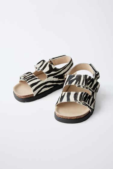 SANDALES EN CUIR ANIMAL PRINT - Blanc de Zara - Image 2