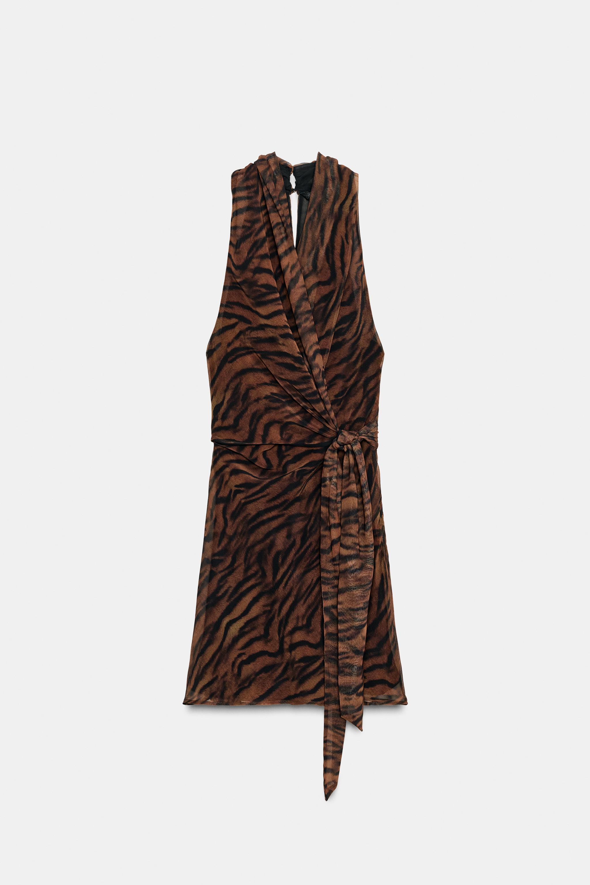 ANIMAL PRINT WRAP MINI DRESS