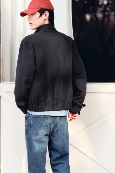 Zara 格紋標準版飛行員外套 - 藍色