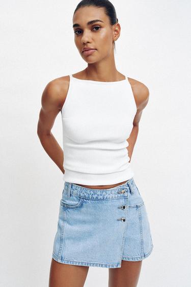 FALDA PANTALÓN Z1975 DENIM CRUZADA - Azul claro de Zara