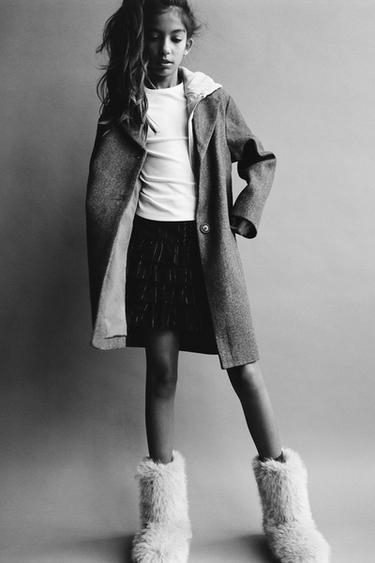 Zara 長版可拆式連帽大衣 - 灰色