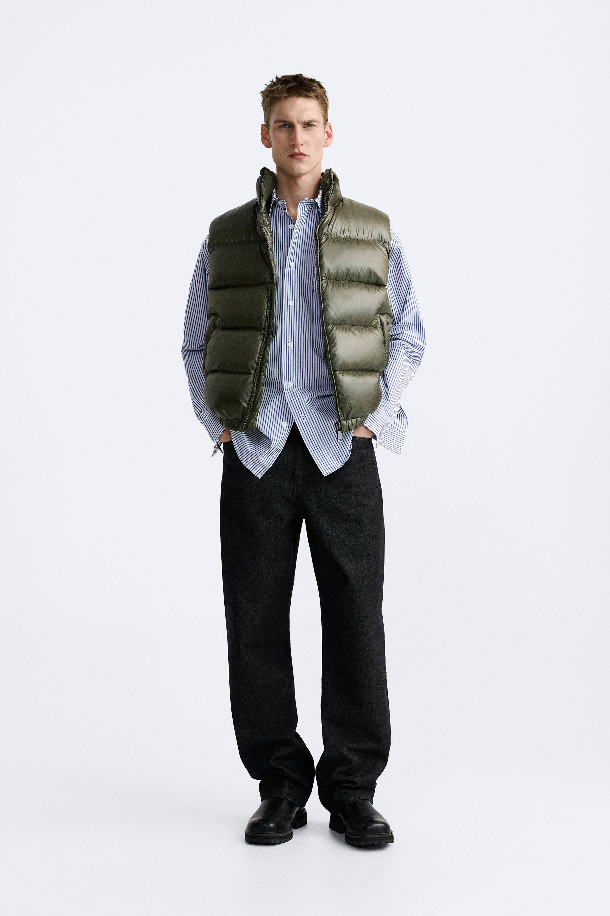 100% FEATHER FILL PUFFER VEST - Khaki | ZARA United States