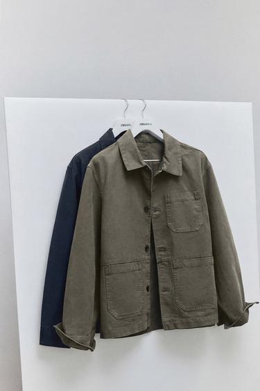 CAMISA COMPRIDA RELAXED FIT LONA LAVADA - Castanho / Toupeira da Zara