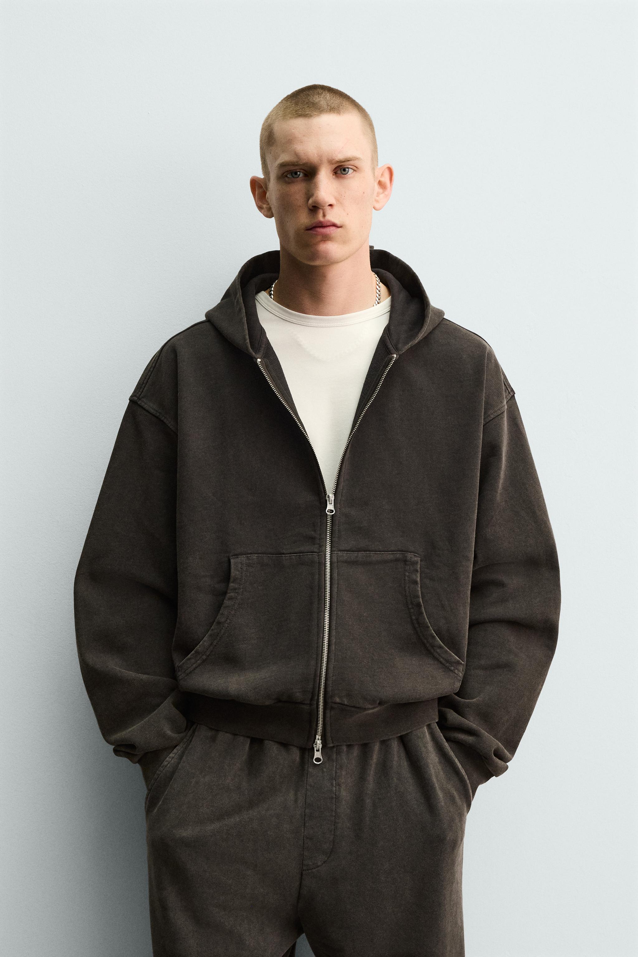 zara ジップフーディ ヴィンテージ加工 Sサイズ 完売品 完売品】ZARA ウォッシュドジップアップフーディ ブルー Lサイズ