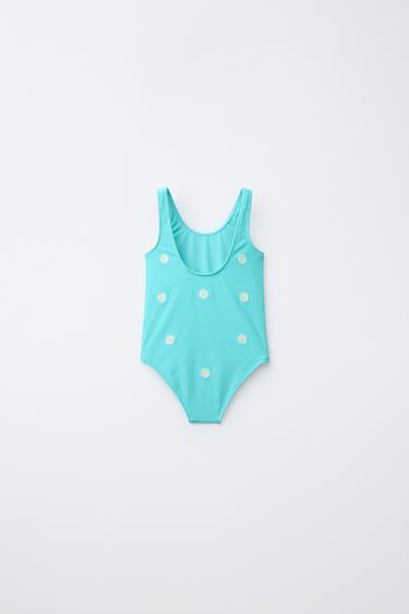 2-6 YEARS/ DAISY WAFFLE-KNIT SWIMSUIT - Turquoise by Zara - Image 1