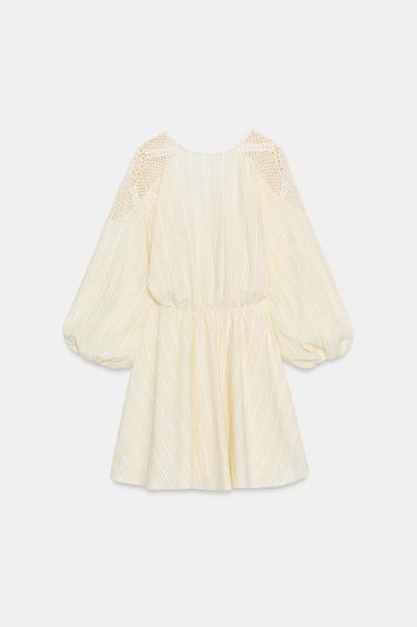 ROBE COURTE BIMATIÈRE CROCHET - Écru moyen de Zara - Image 7