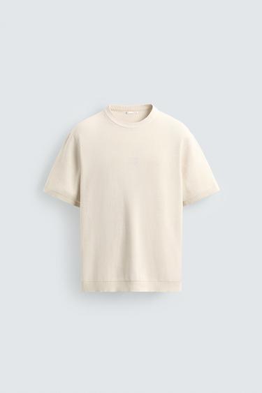 CAMISETA PUNTO PERLADO - Blanco roto de Zara