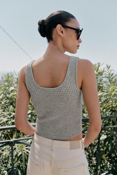 TOP EN MAILLE PAILLETTES FIL MÉTALLISÉ - Argent de Zara - Image 2