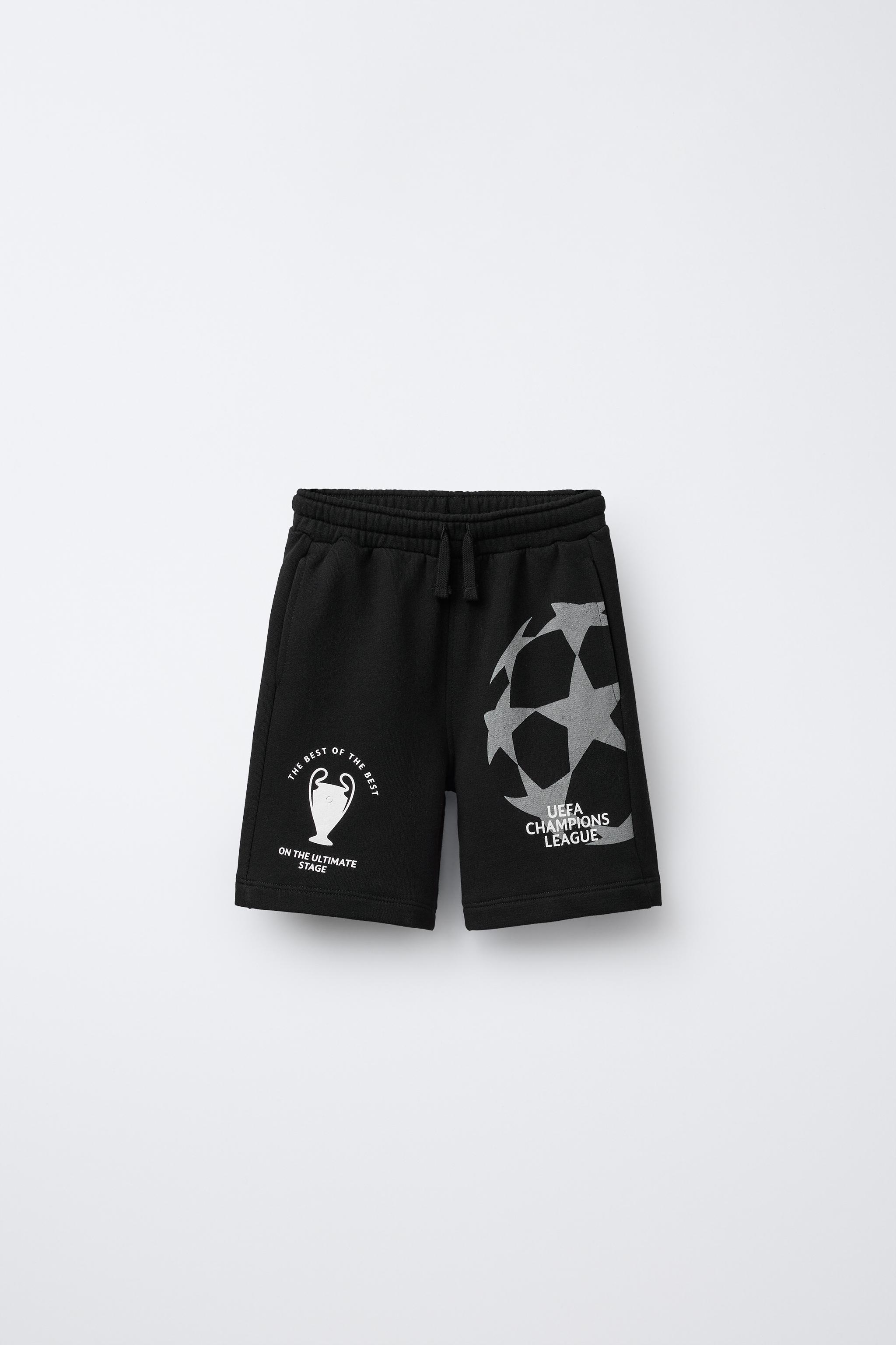 UEFA CHAMPIONS LEAGUE ® FLEECE BERMUDA SHORTS - Black | ZARA
