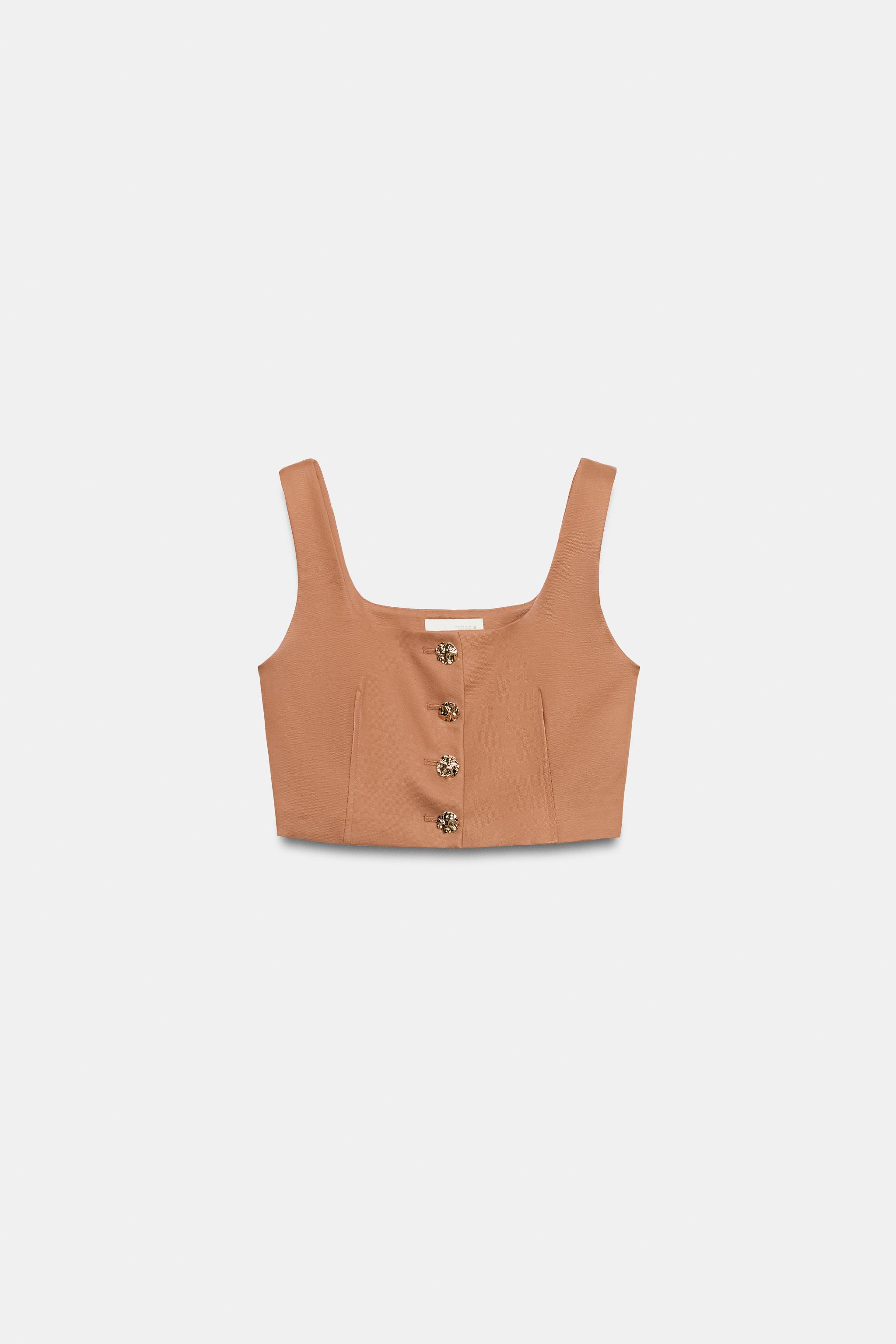 GOLD BUTTON CROPPED VEST