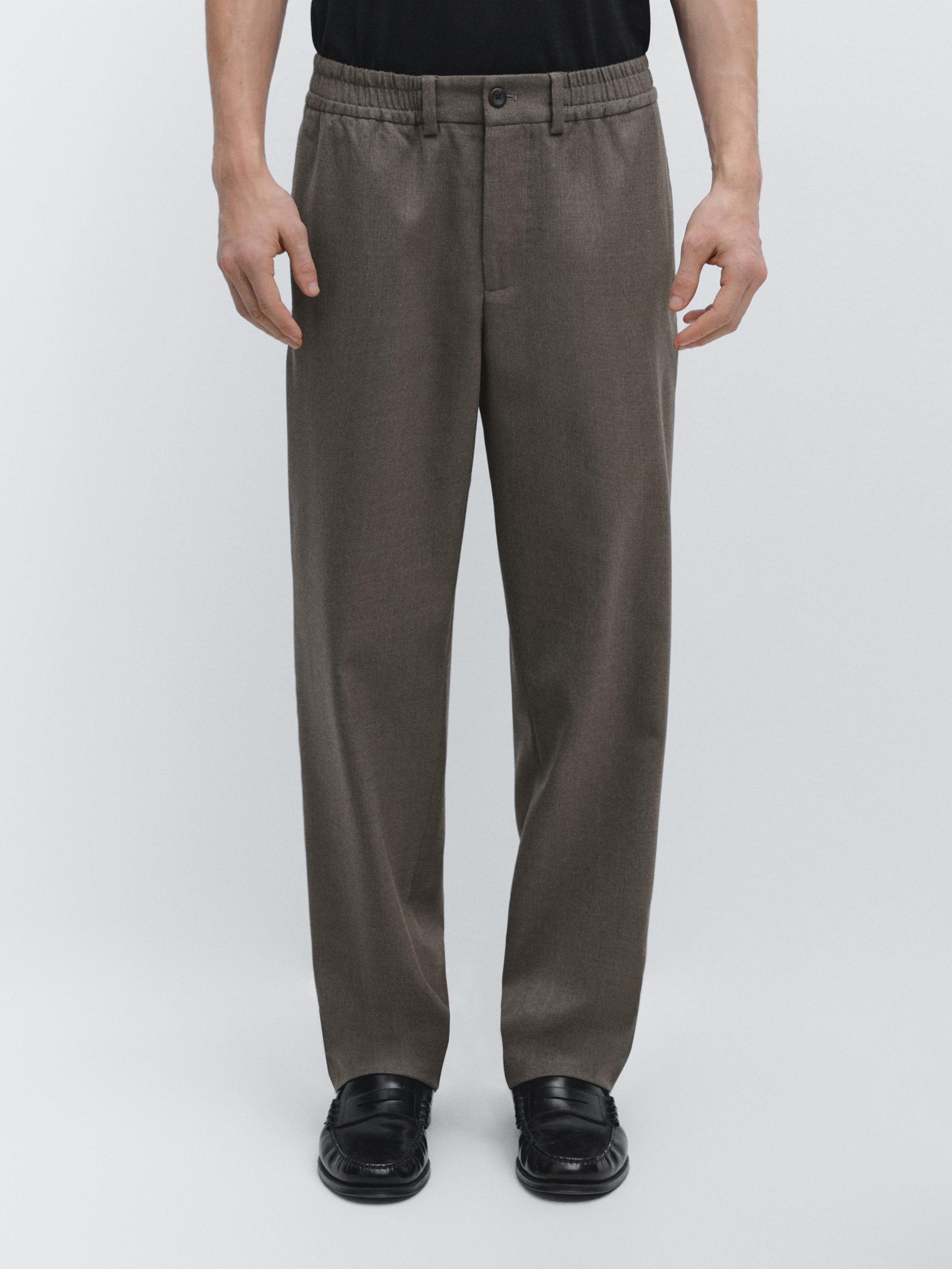 Cool wool blend trousers — Mid-ecru