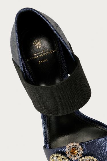 MARISA BERENSON X ZARA METALLIC LEATHER HEEL SANDALS - Blue by Zara - Image 6