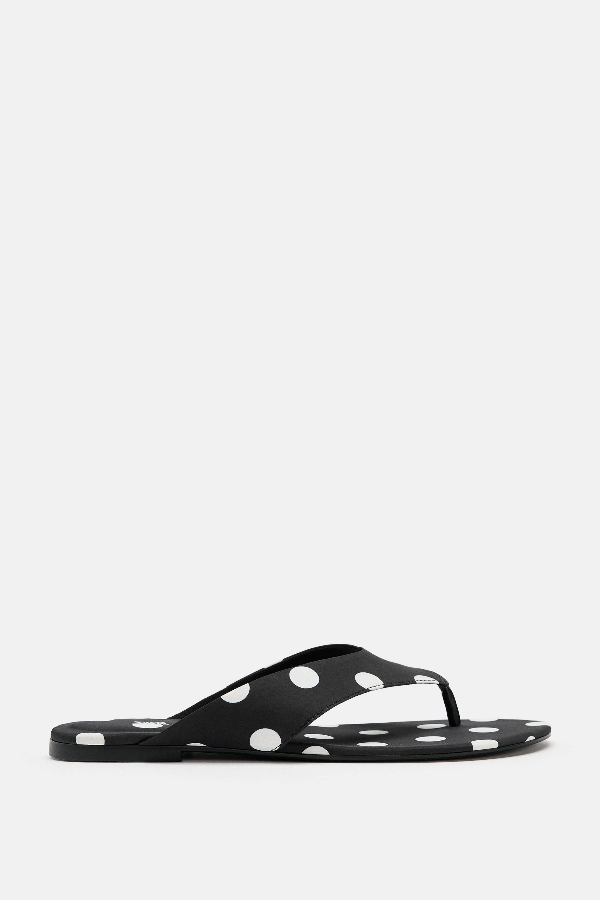 Женские сандалии Zara POLKA DOT FLAT SANDALS — фото 3
