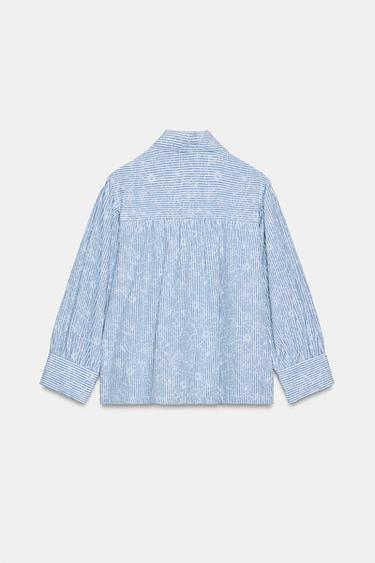 STRIPED FLORAL PRINT SHIRT - Blue/White by Zara - Image 6