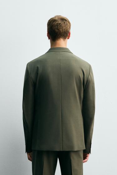 BLAZER CROISÉ COSTUME AVEC LAINE - Vert de Zara - Image 2