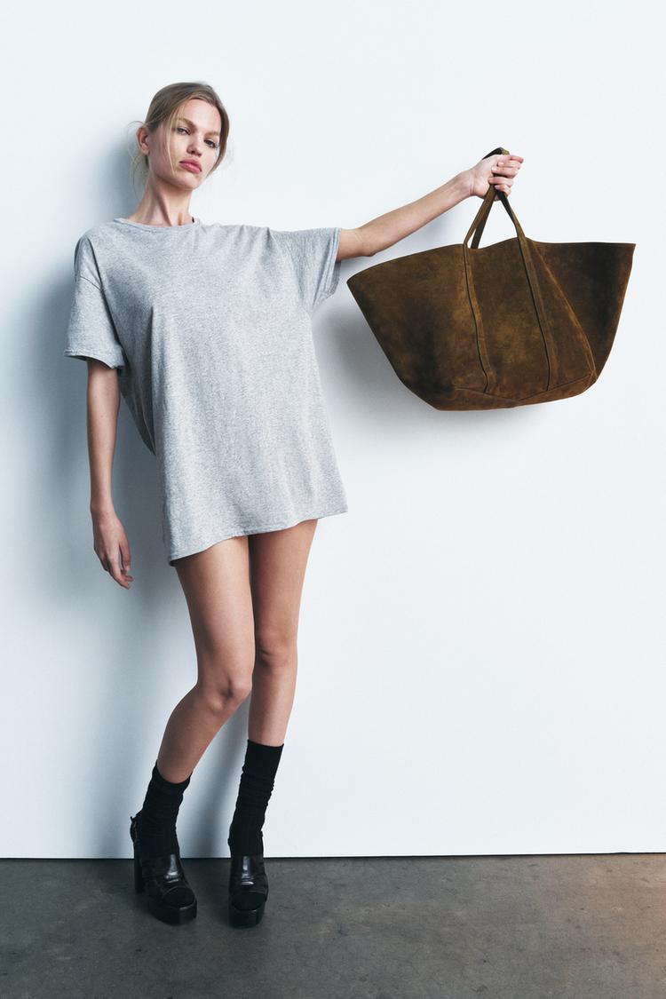 スプリットスエード マキシショッパー - ブラウン | ZARA Japan / 日本