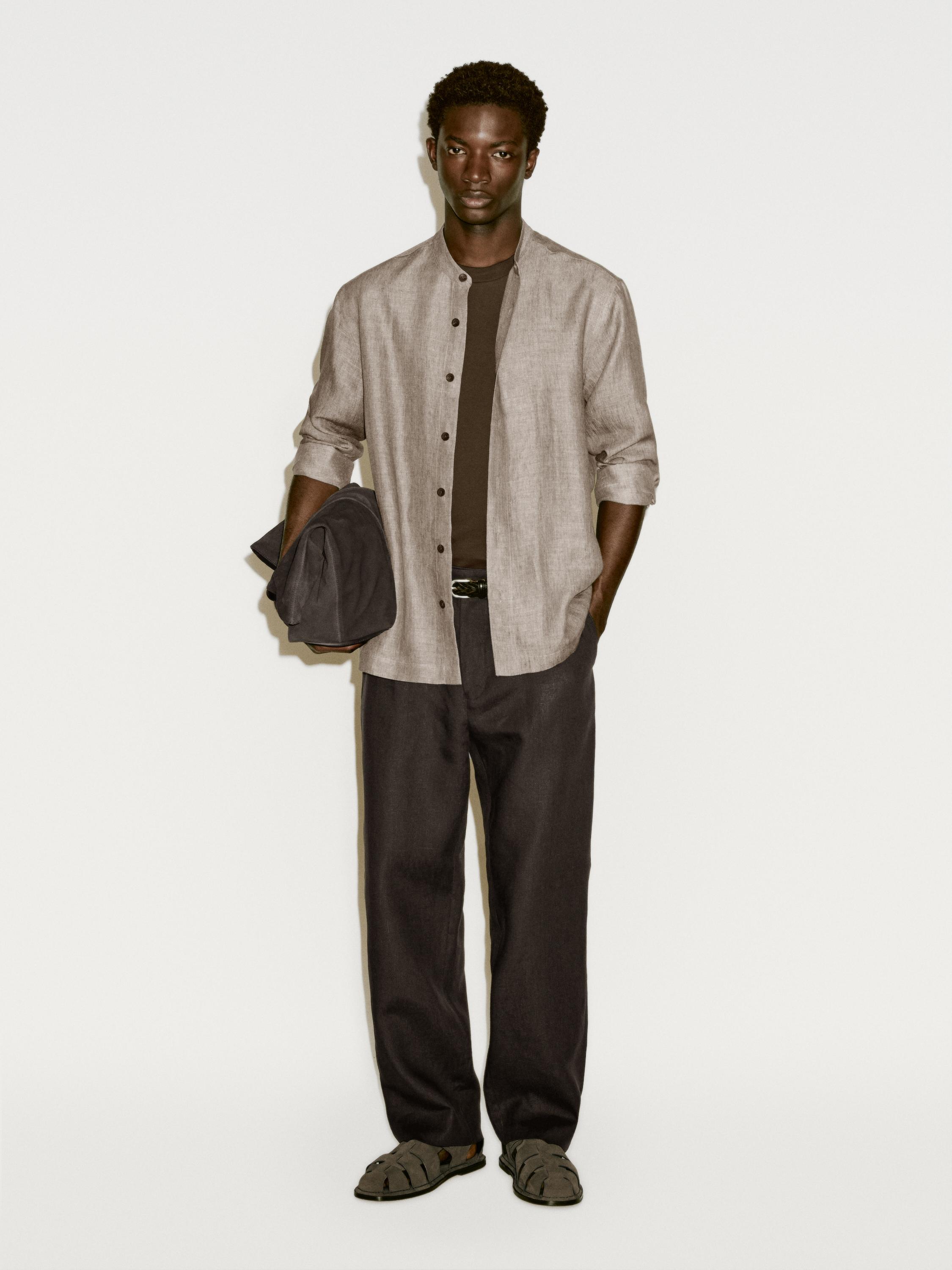 Regular linen shirt with stand collar - Limited Edition Regular linen shirt with stand collar - Limited Edition