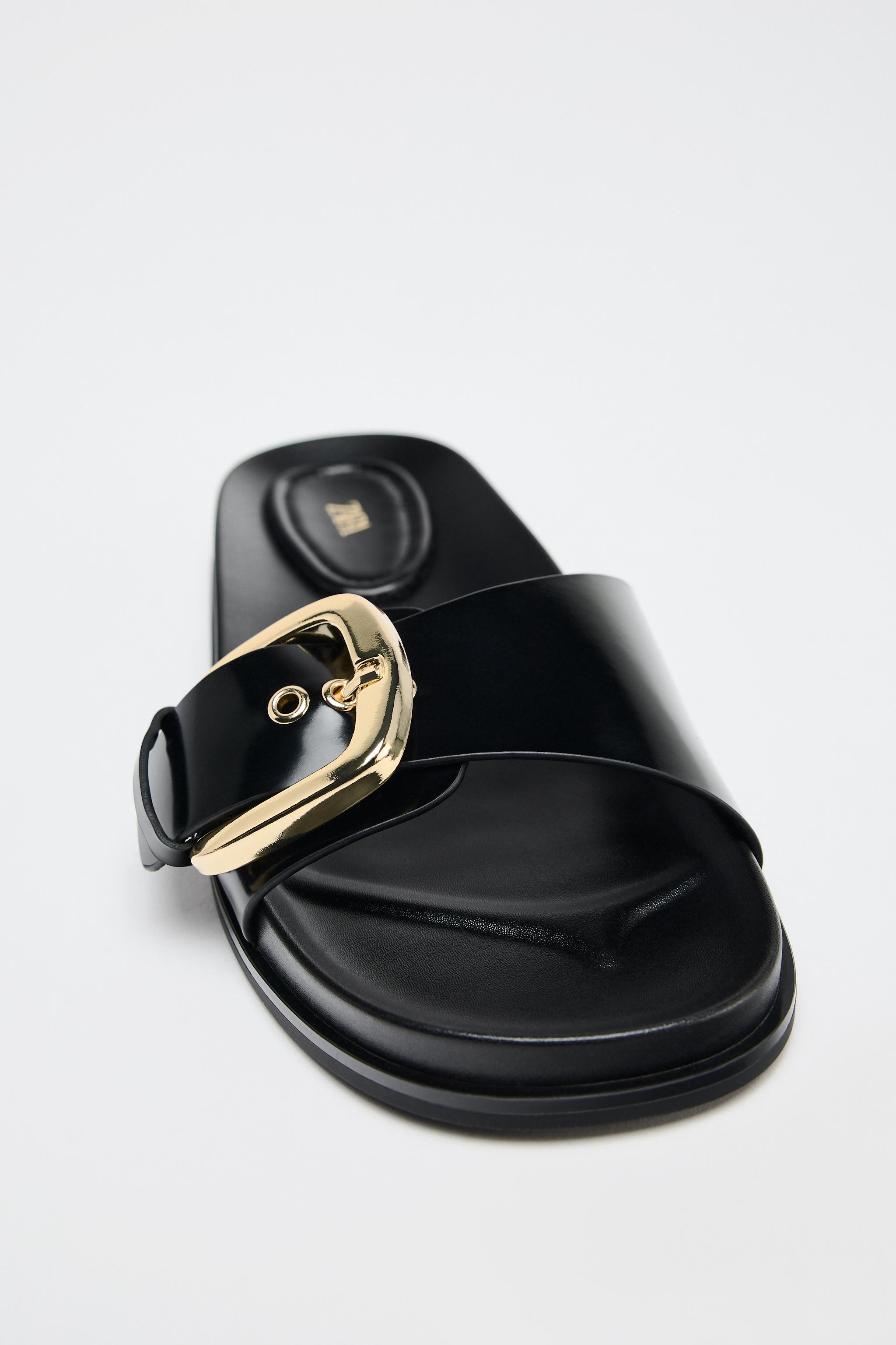 LOW HEELED SANDALS WITH BUCKLE - Black | ZARA United States LOW HEELED SANDALS WITH BUCKLE - Black | ZARA United States