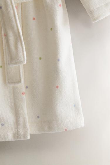 KIDS' VELOUR POLKA DOT BATHROBE - Oyster-white by Zara - Image 3