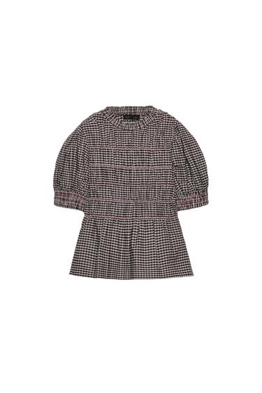 CAMISA CUADROS NIDO DE ABEJA - Marrón / Crudo de Zara