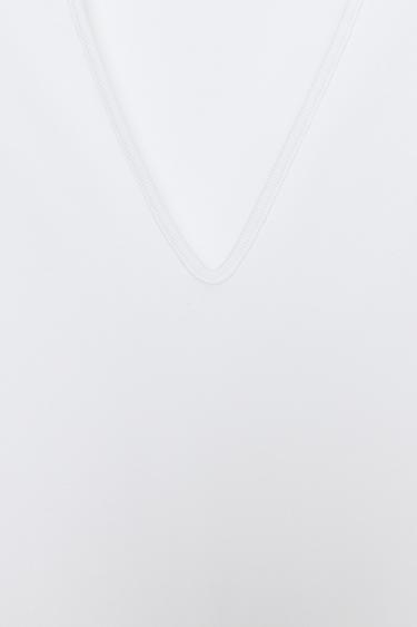 ROBE COURTE COL EN V - Blanc de Zara - Image 7