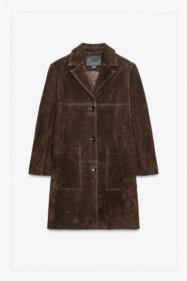 ПАЛЬТО ИЗ 100% ЗАМШИ — ZW COLLECTION LIMITED EDITION — ТЕМНО-КОРИЧНЕВЫЙ от Zara