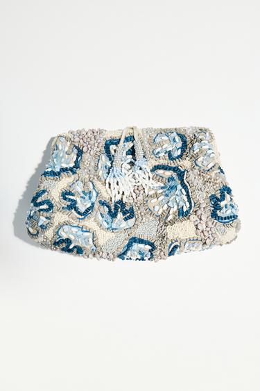 CLUTCH ABALORIOS - Azul de Zara