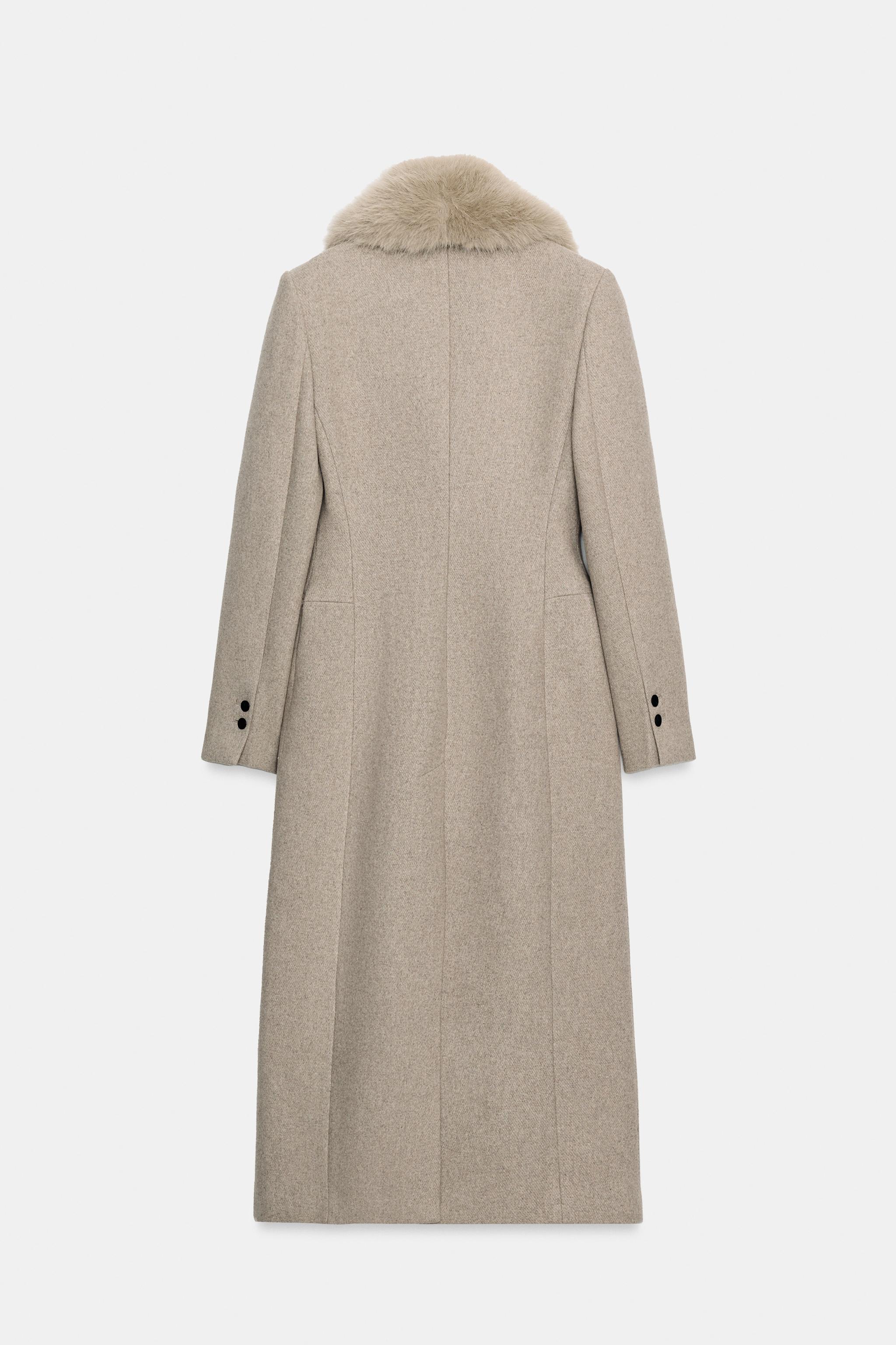 MANTEAU AVEC LAINE COL EFFET FOURRURE ZW COLLECTION
